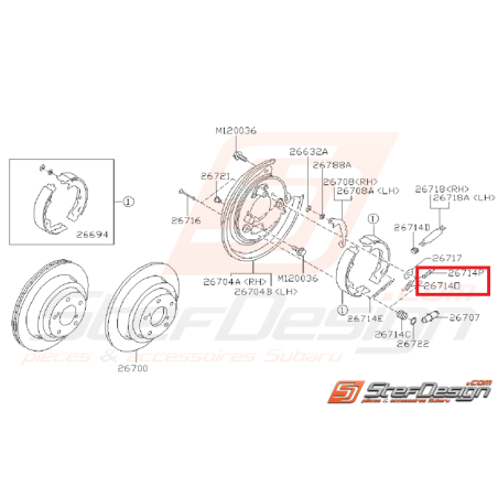 Ressort frein à main SUBARU IMPREZA GT 99-00 STI/WRX 01-14