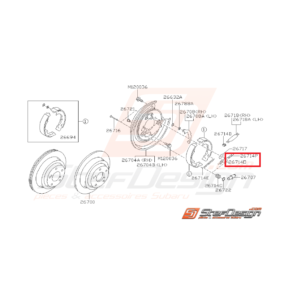 Ressort frein à main SUBARU IMPREZA GT 99-00 STI/WRX 01-14