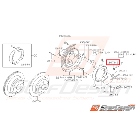 Ressort amortisseur frein a main SUBARU GT 97-00 WRX/STI 01-14