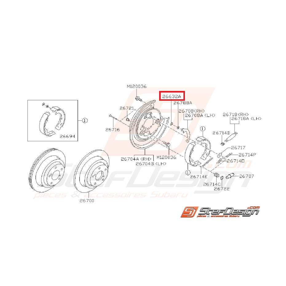 Retenue frein arrière SUBARU GT 97-00 WRX/STI 01-14 Retenue frein arrière SUBARU GT 97-00 WRX/STI 01-14