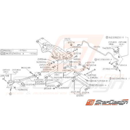 Ensemble Train Arrière Subaru Impreza GT 1993 - 1996