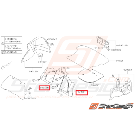 Garniture fond de coffre STI/WRX 01-07