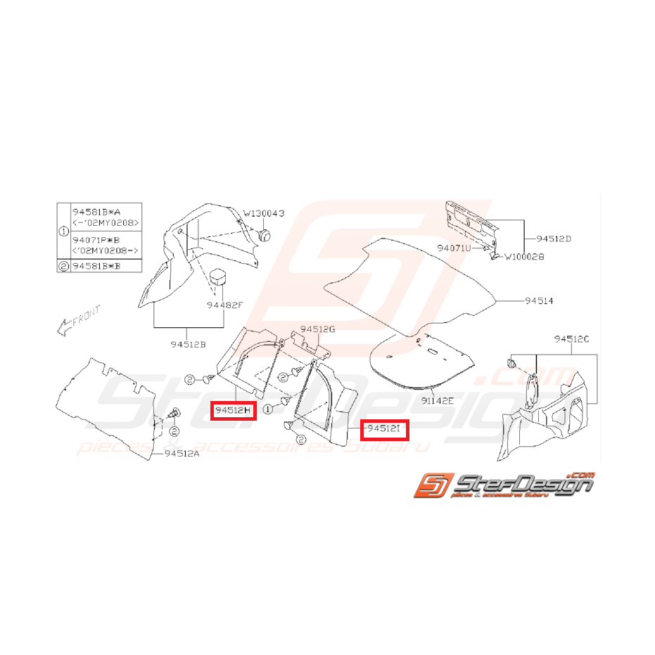 Garniture fond de coffre STI/WRX 01-07