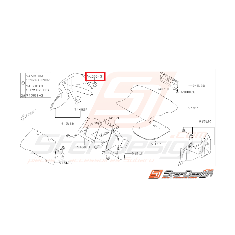 Clips garniture de coffre  subaru WRX/STI 01-07