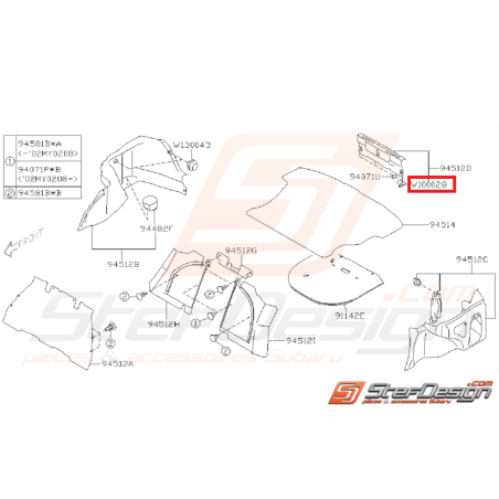 Agrafe mâle de coffre pour WRX/STI 01-07