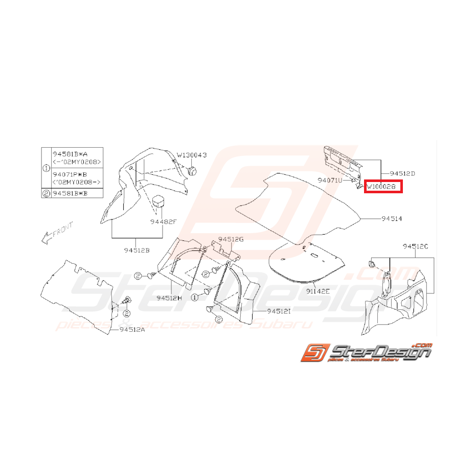Agrafe mâle de coffre pour WRX/STI 01-07