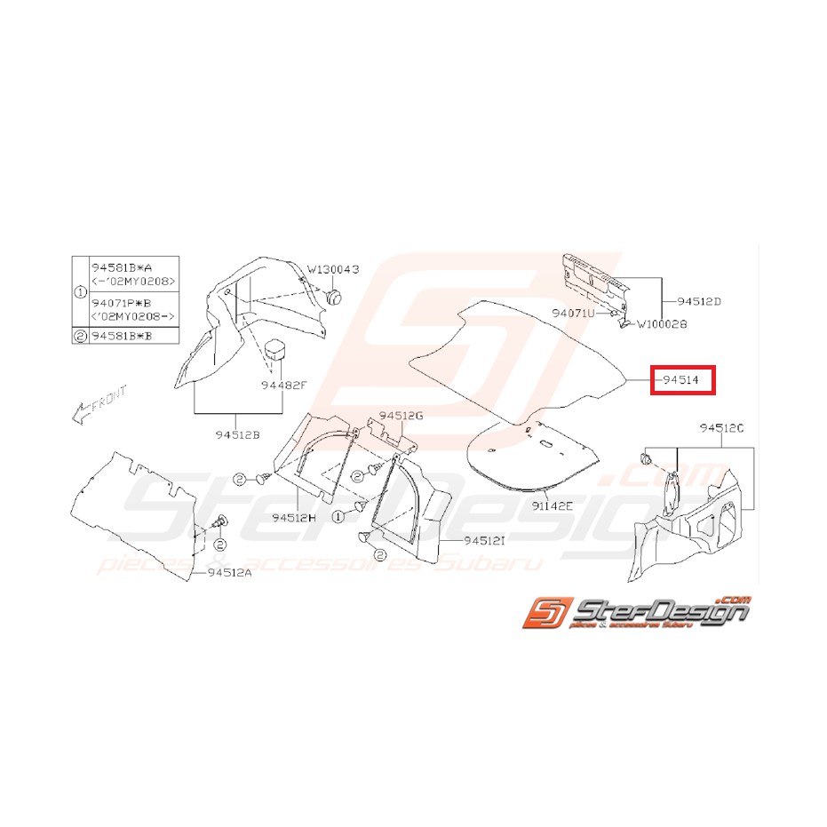 Tapis de coffre subaru STI 01-07