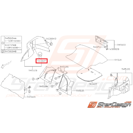 Cache garniture coffre STI/WRX 01-07