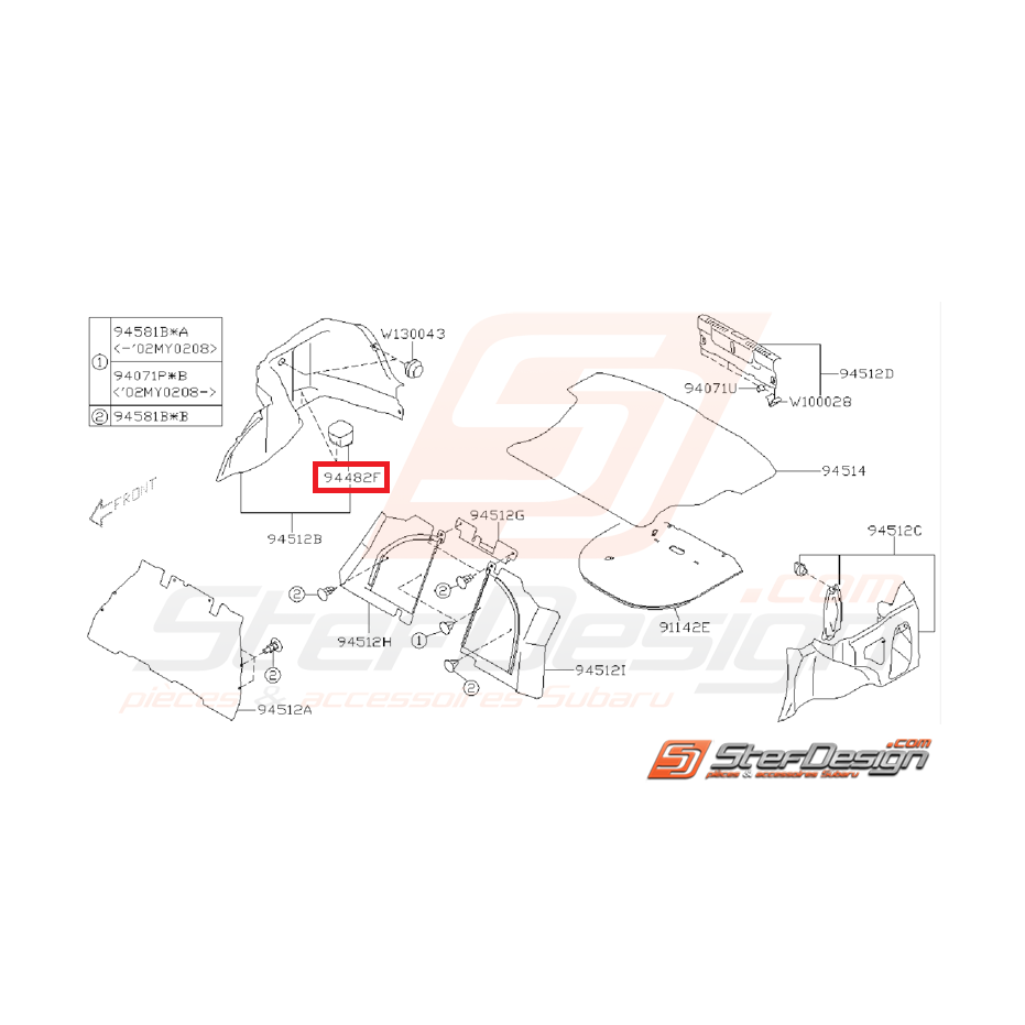 Cache garniture coffre STI/WRX 01-07