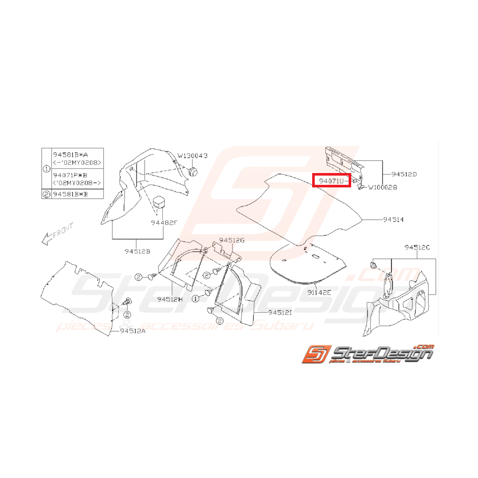 Clips garniture de coffre GT 93-00 WRX/STI 01-07