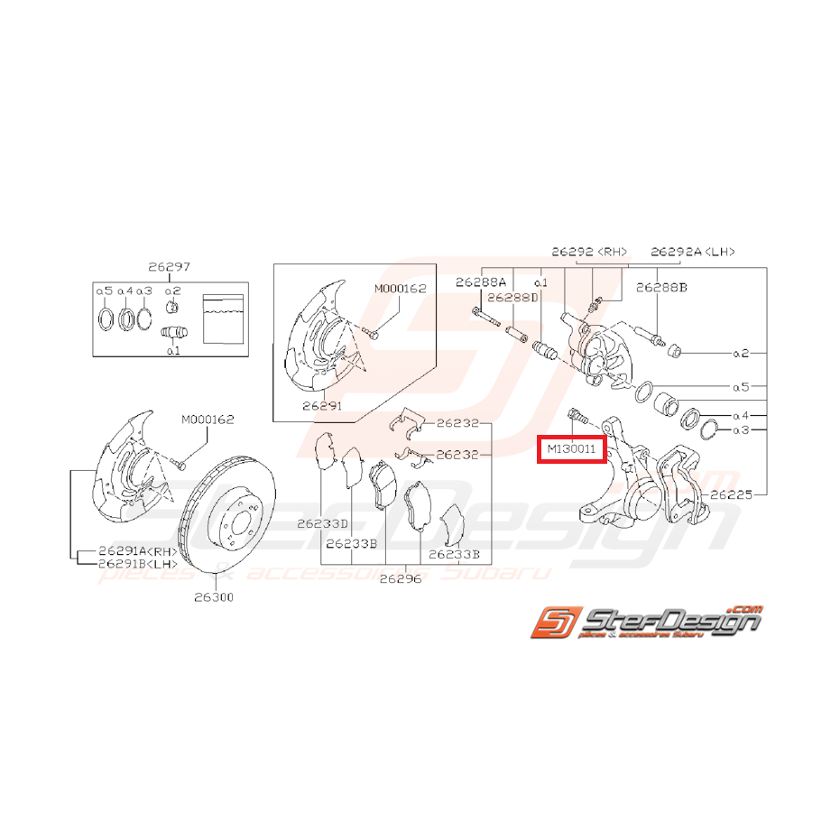 Vis d'étrier avant subaru impreza GT 97-00 et WRX 01-07
