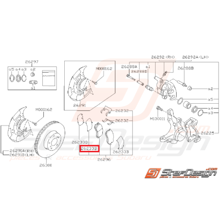 Entretoise intérieur plaquette de frein avant IMPREZA GT 95-98