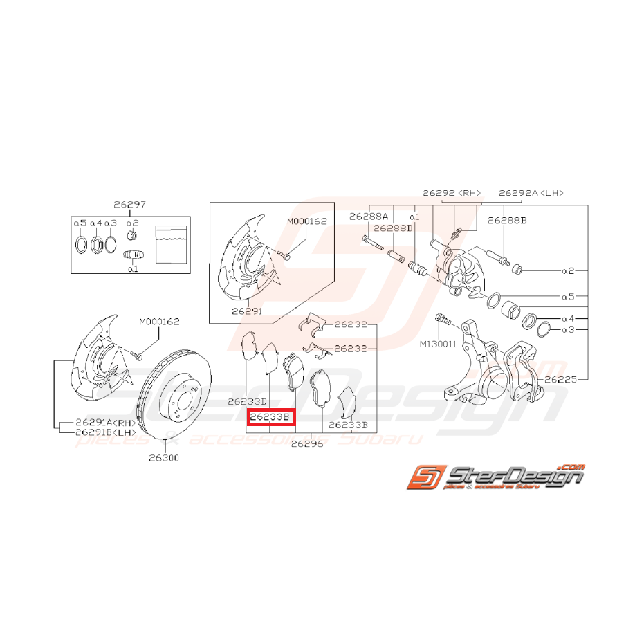 Entretoise intérieur plaquette de frein avant IMPREZA GT 95-98 Entretoise intérieur plaquette de frein avant IMPREZA GT 95-98