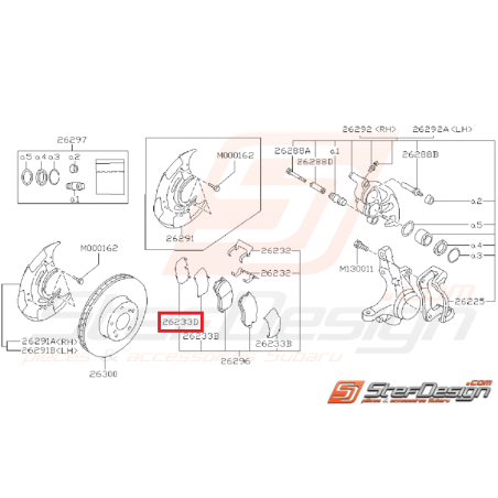 Entretoise extérieur plaquette de frein avant IMPREZA GT 95-98