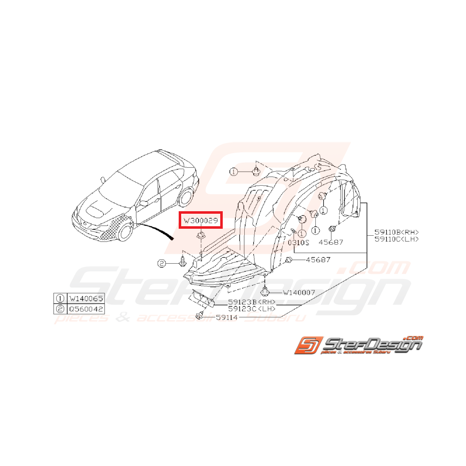 Attache (support) garde-boue GT du 08/99 a 2001 WRX/STI 01-14 Attache (support) garde-boue GT du 08/99 a 2001 WRX/STI 01-14