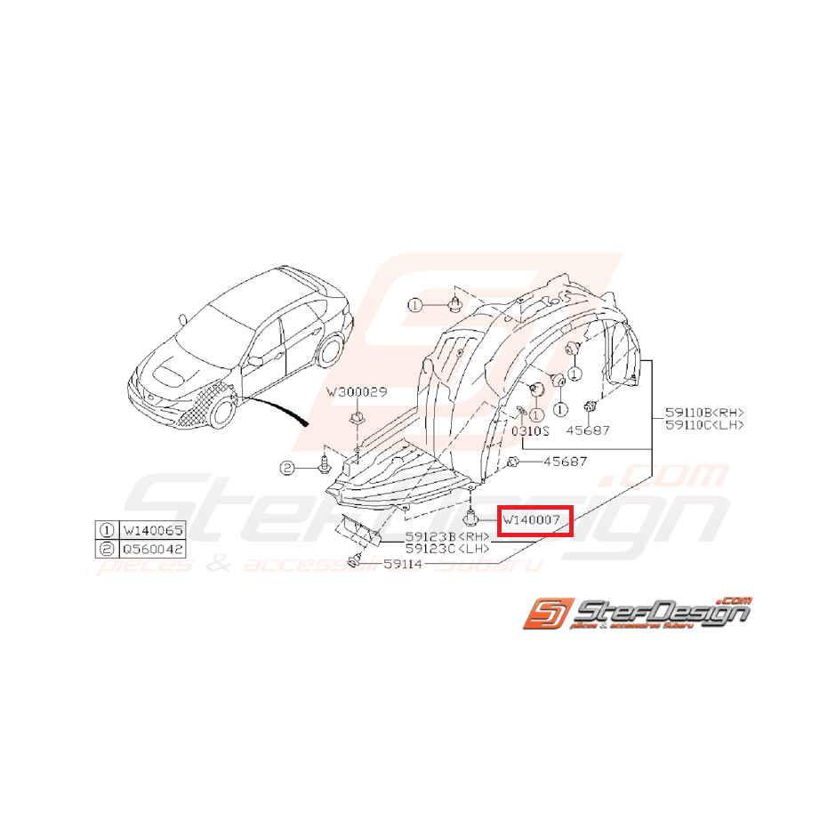 Clips de pare choc avant et arrière WRX/STI 01-14 et BRZ