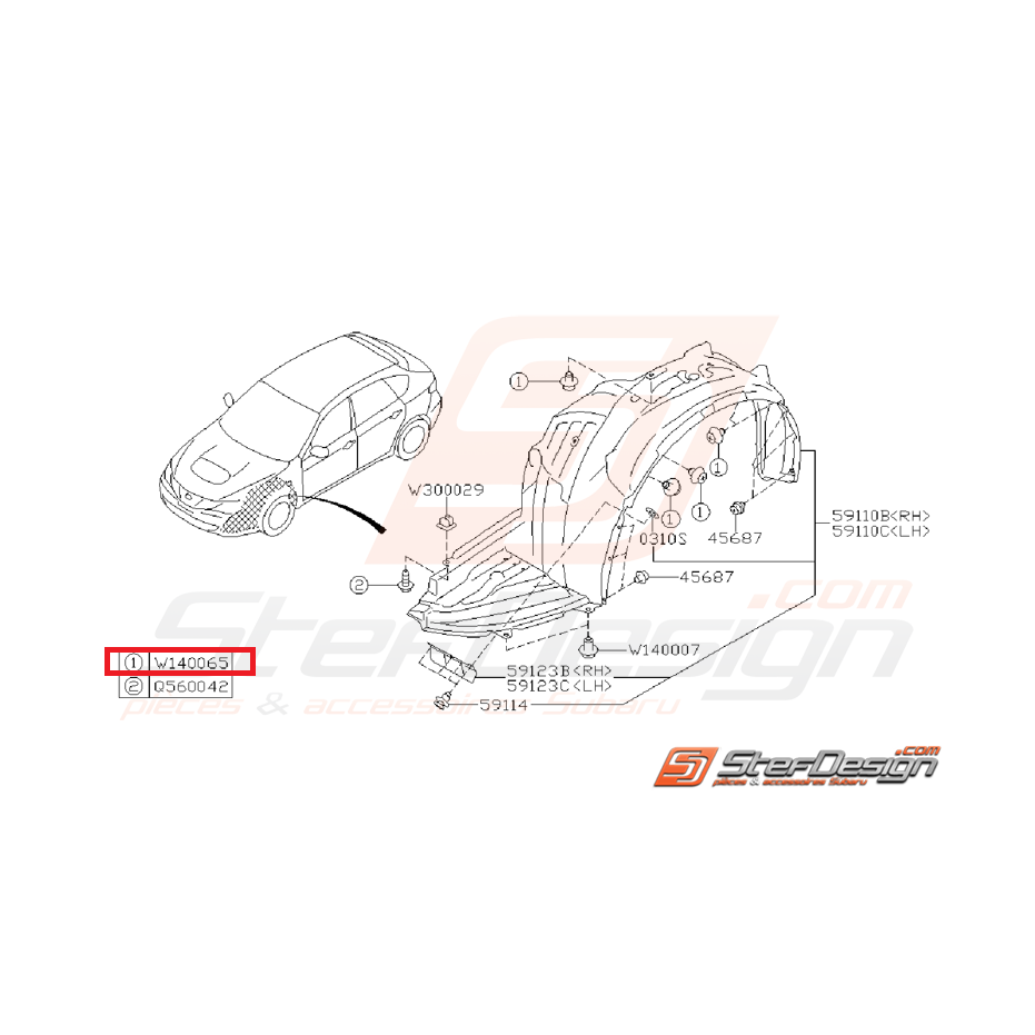 Clips passage de roue et pare choc arrière BRZ