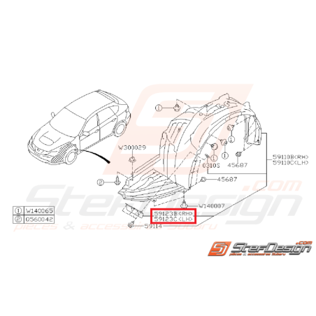 Déflecteur d'air passage de roue avant WRX/STI 08-14