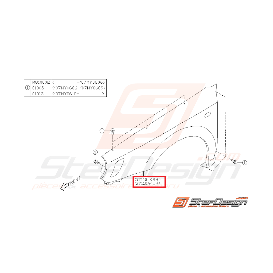 Aile avant gauche subaru WRX/STI 06-07 Aile avant gauche subaru WRX/STI 06-07