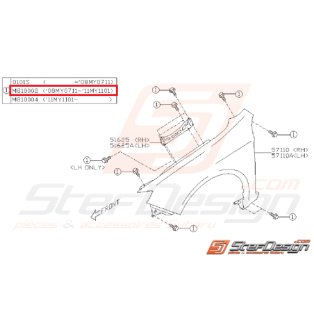 Vis porte avant GT 96 STI 03-05