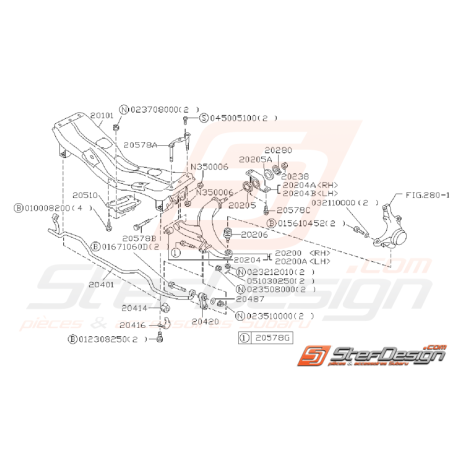 Ensemble train avant Subaru GT 1993 - 1996