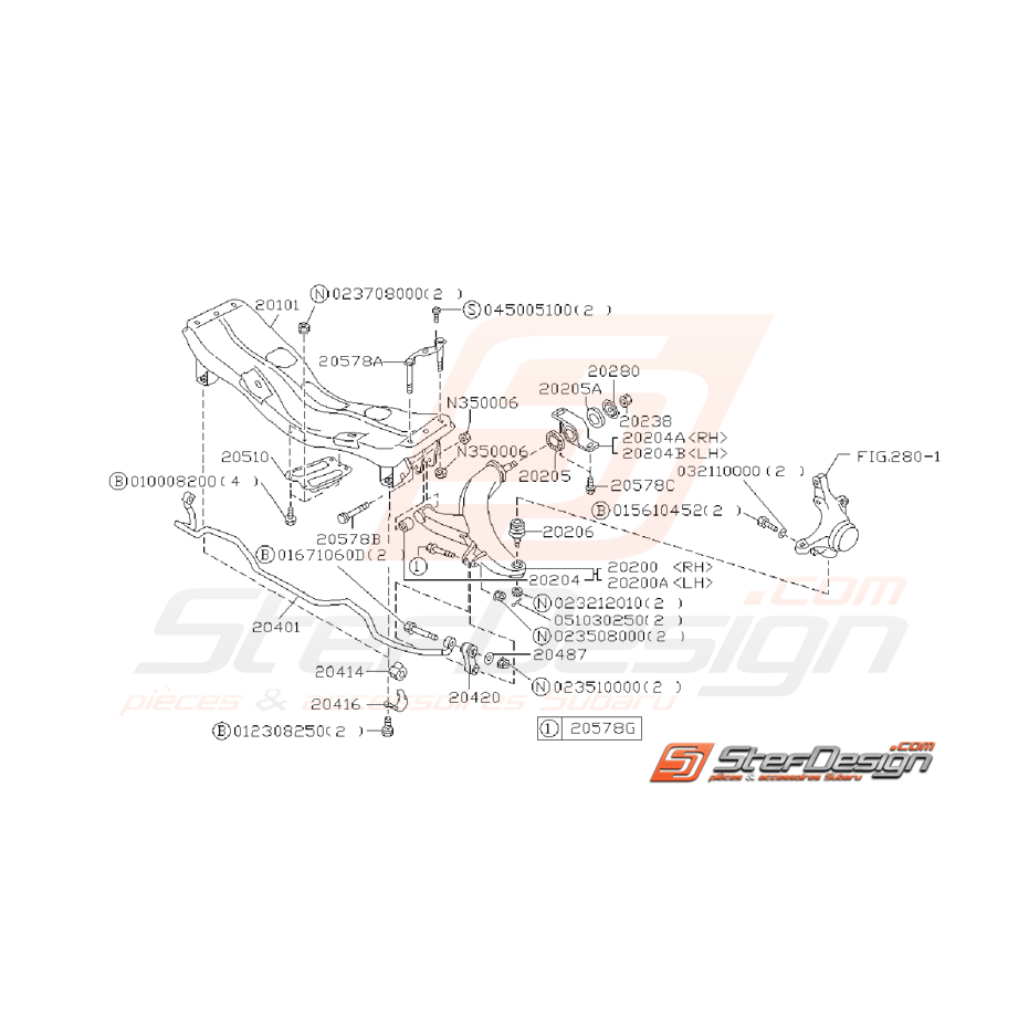Ensemble train avant Subaru GT 1993 - 1996 Ensemble train avant Subaru GT 1993 - 1996