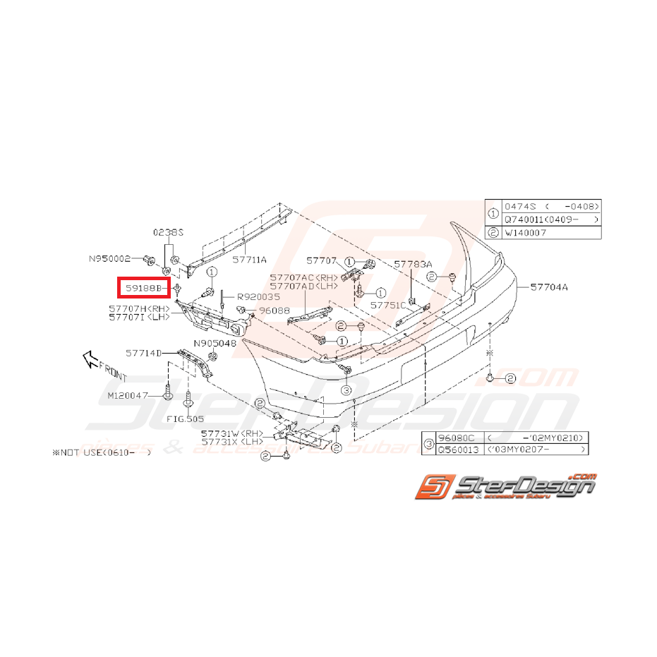 Clips support de pare choc arrière WRX/STI 01-07 Clips support de pare choc arrière WRX/STI 01-07