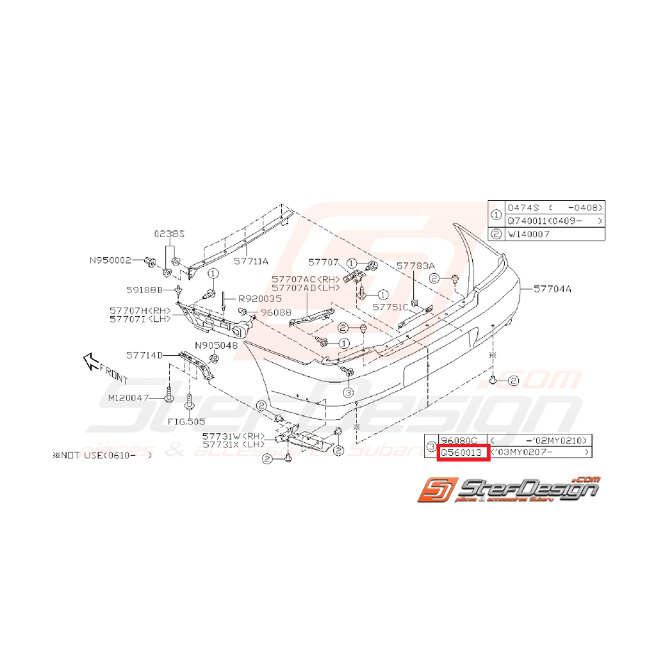 Vis de fixation de pare choc arrière WRX/STI 04-07