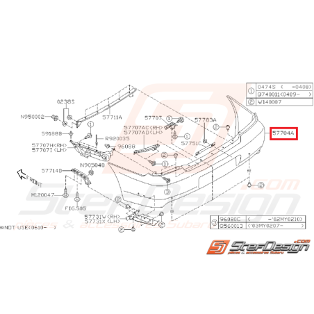 Pare choc arrière WRX/STI 05/07