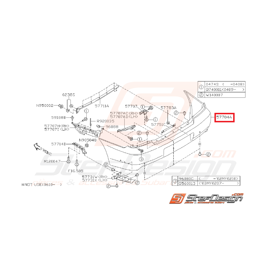 Pare choc arrière WRX/STI 05/07