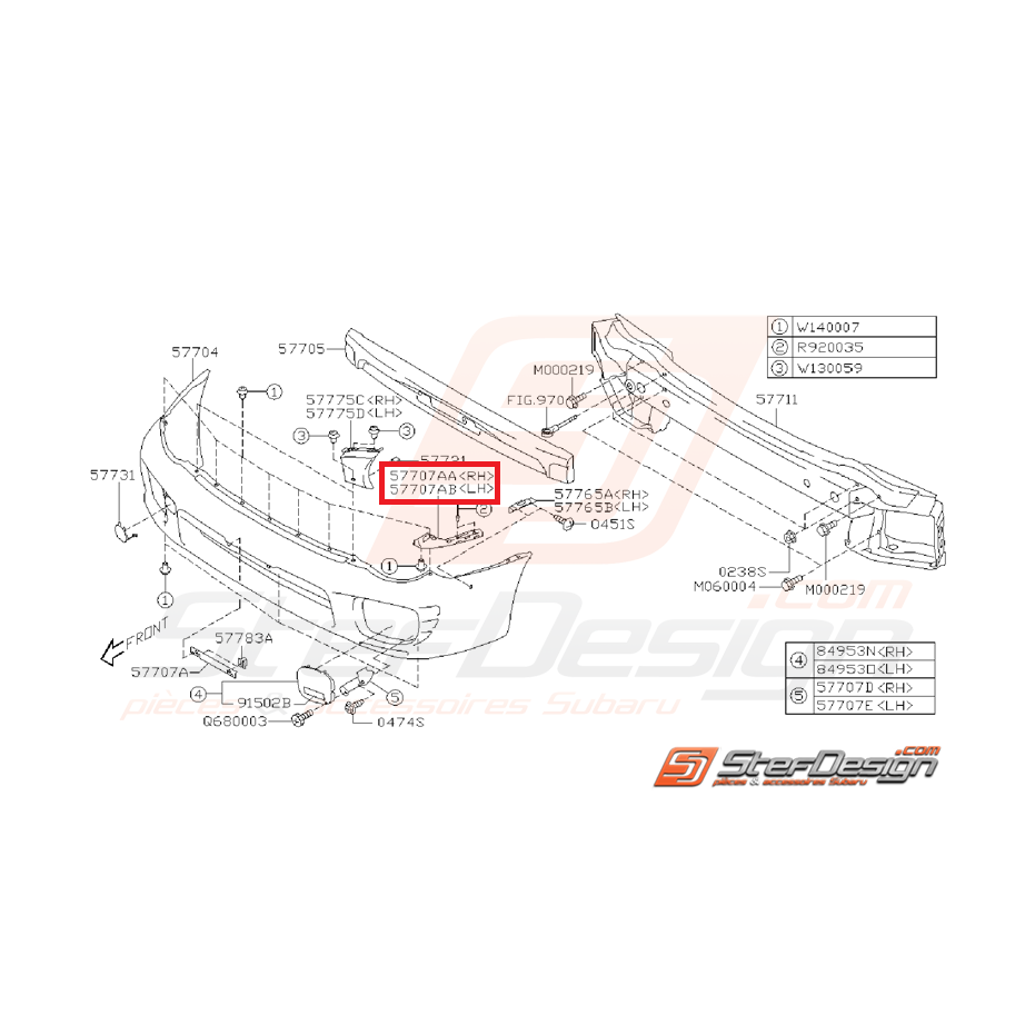 Support de pare-choc latéral WRX/STI 01-02