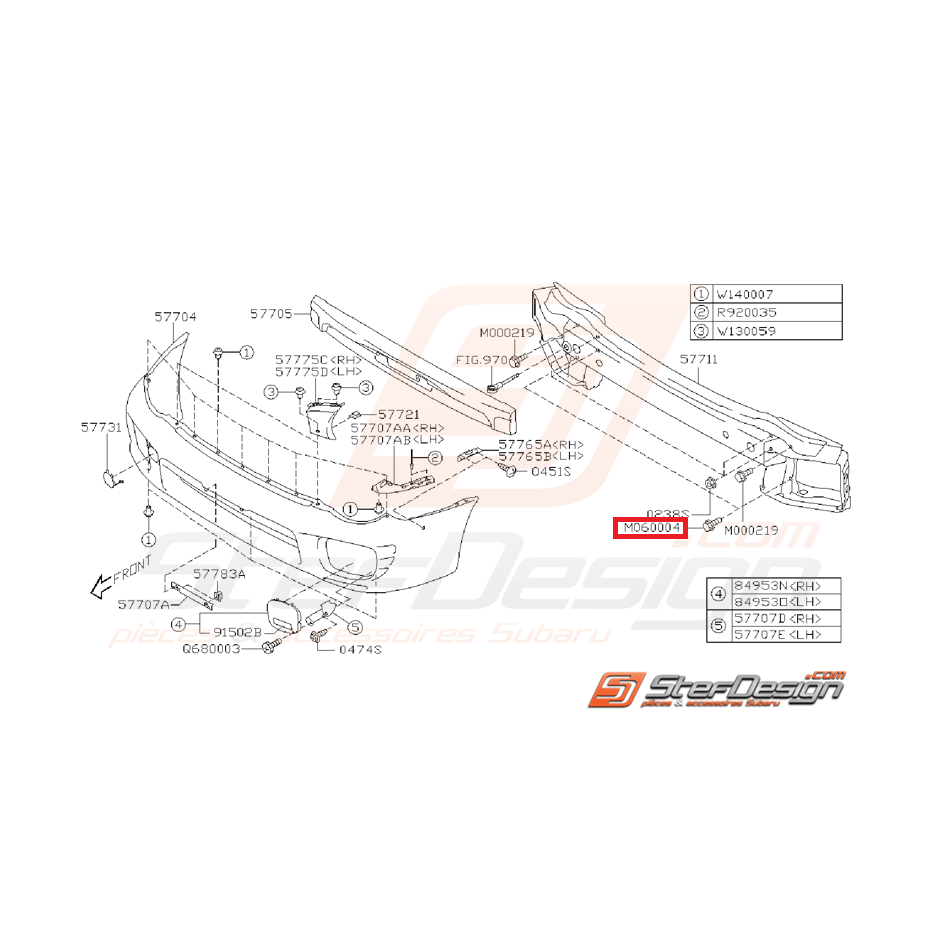 Vis traverse renforcement pare-choc avant WRX 08-14
