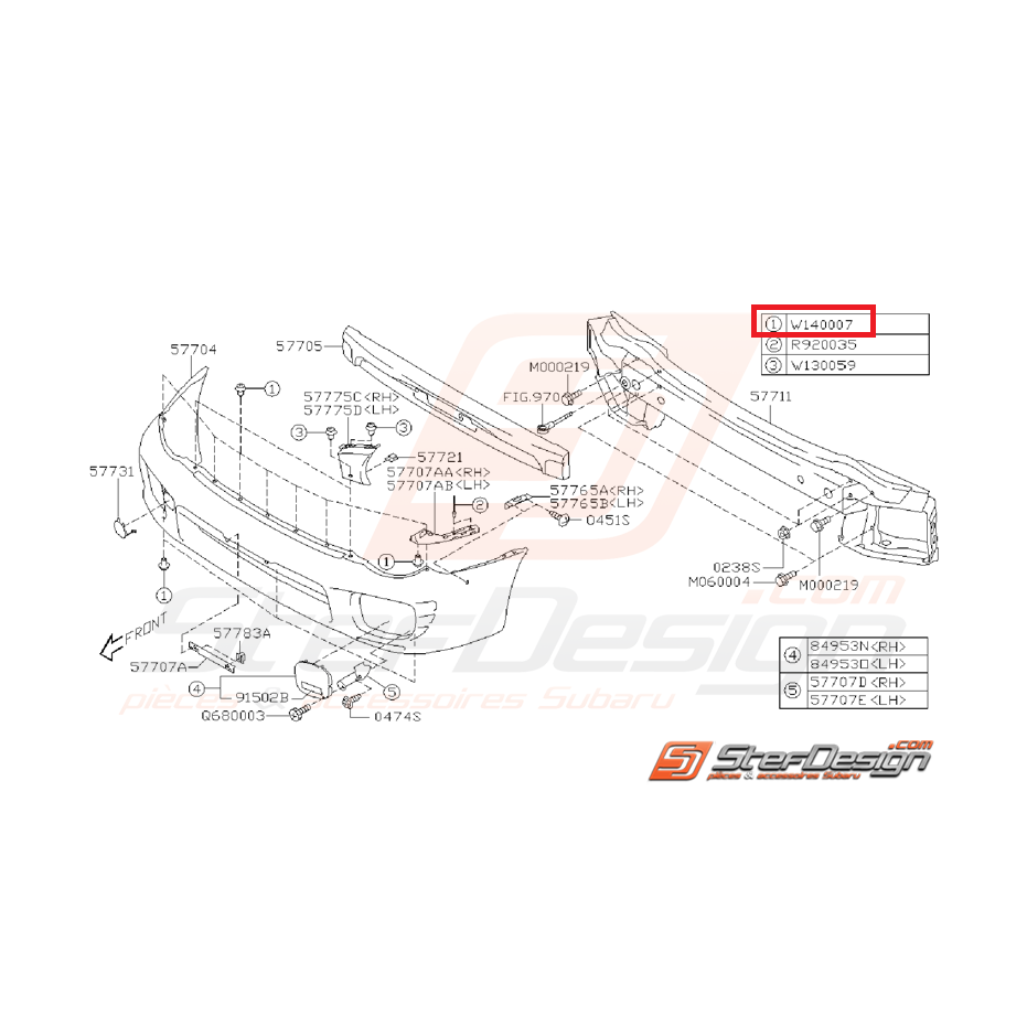 Clips de pare choc avant et arrière WRX/STI 01-14 et BRZ