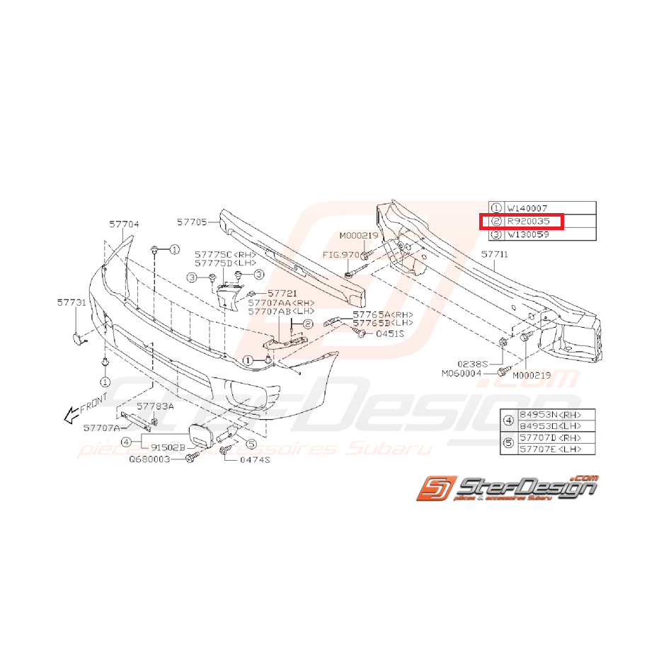 Rivet support de pare choc arrière WRX/STI 01-07