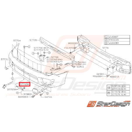 Clips support plaque d'immatriculation WRX/STI 01-07 et GT 93-00