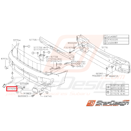 Support plaque d’immatriculation avant SUBARU GT 99-00 WRX/STI 01-05 