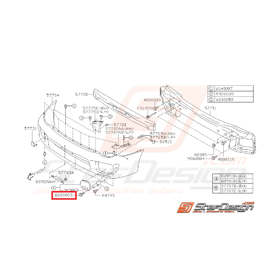 Vis pare choc avant STI 01-02 Vis pare choc avant STI 01-02