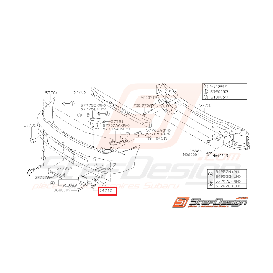 Vis pare choc avant GT 99-00