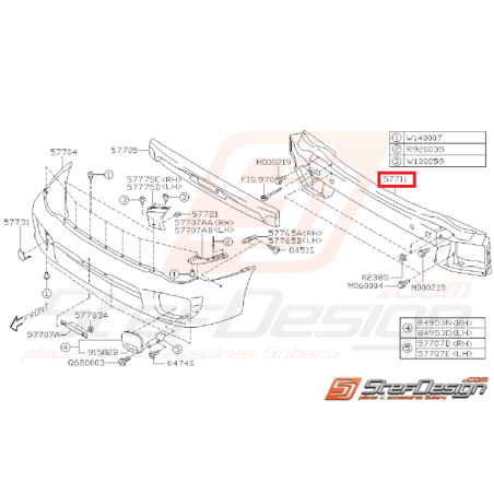 Renfort central pare choc avant WRX/STI 01-02