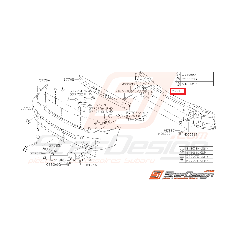 Renfort central pare choc avant WRX/STI 01-02