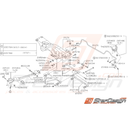 Ensemble train arrière Subaru Impreza GT 1999 - 2000