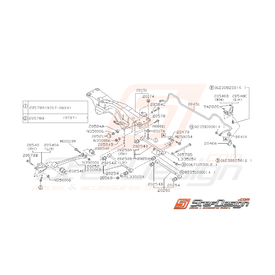 Ensemble train arrière Subaru Impreza GT 1999 - 2000