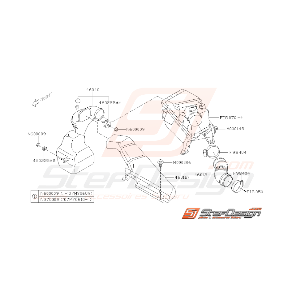 Ensemble Conduit de Boite à Air Subaru WRX STI 2001 - 2007