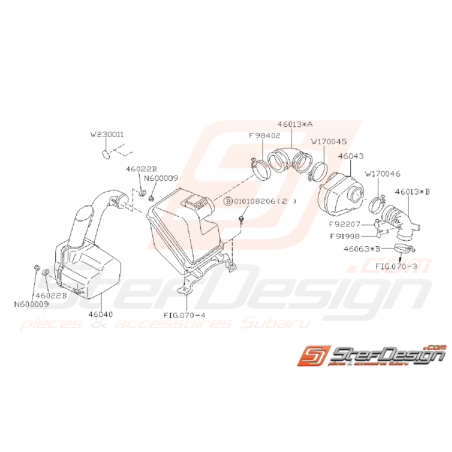 Ensemble Conduit de Boite a Air Subaru GT 1993 - 1996