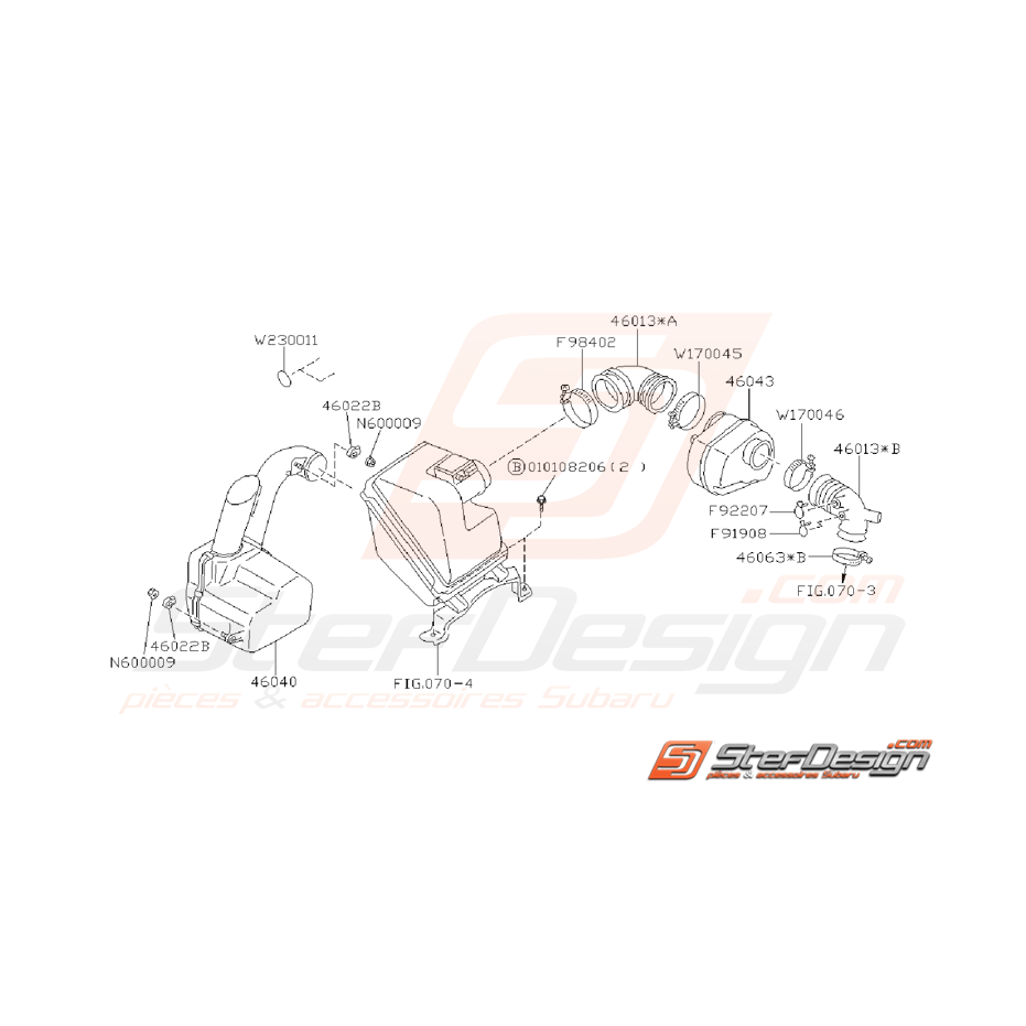Ensemble Conduit de Boite a Air Subaru GT 1993 - 1996 Ensemble Conduit de Boite a Air Subaru GT 1993 - 1996