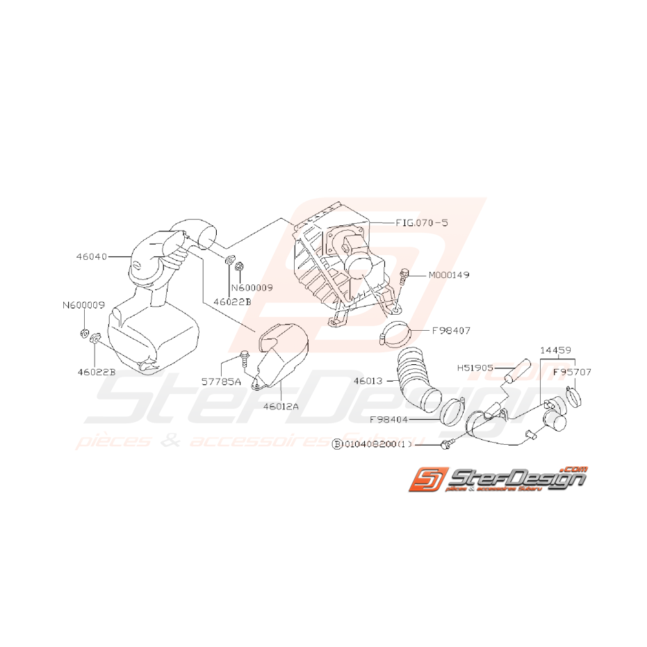 Ensemble Conduit de Boite a Air Subaru GT 1997 - 1998