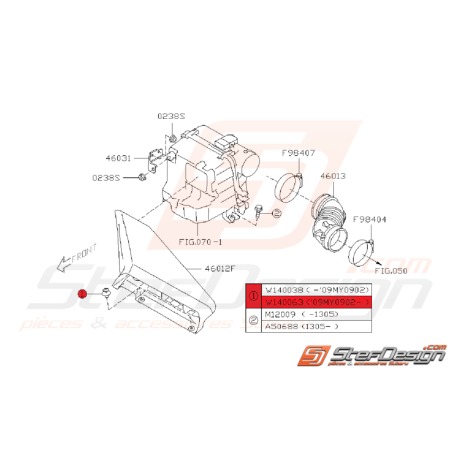 Clips écope d'admission Subaru WRX STI 03/2009 - 2014