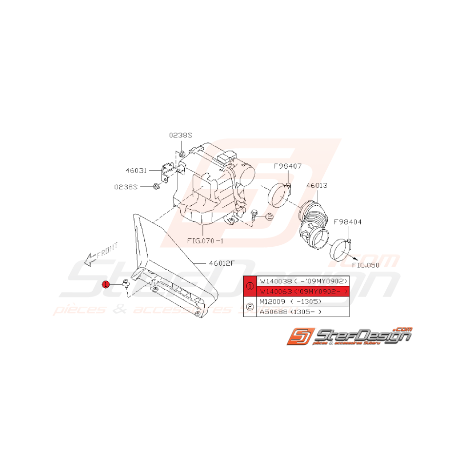 Clips écope d'admission Subaru WRX STI 03/2009 - 2014