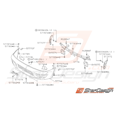 Ensemble Pare Choc Avant Subaru GT 1993 - 1998