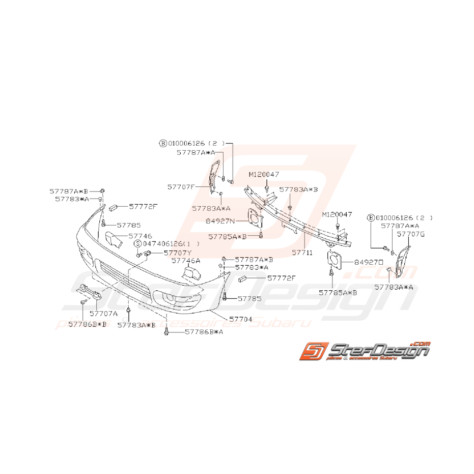 Ensemble Pare Choc Avant Subaru GT 1993 - 1998